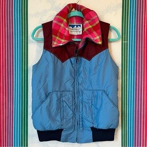 VINTAGE powderhorn mountaineering western zip front puffer vest extra small